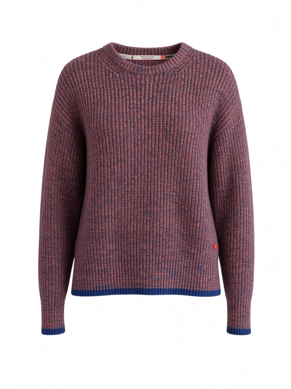 Scotch & Soda Marled Plum Crewneck Sweater with Blue Trim M